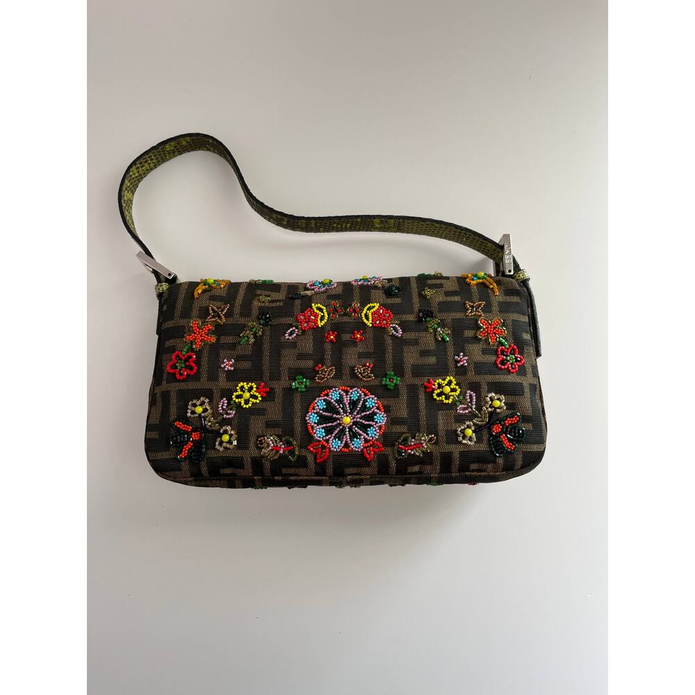 Fendi Baguette FF colorful beaded exotic leather silver hardware rare style - Picture 4 of 11